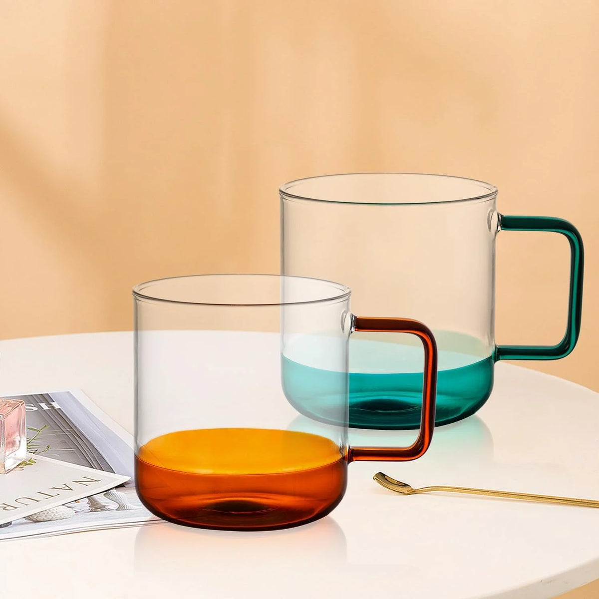 Clear 12oz Borosilicate Glass Espresso Cups Set of 2 Y729