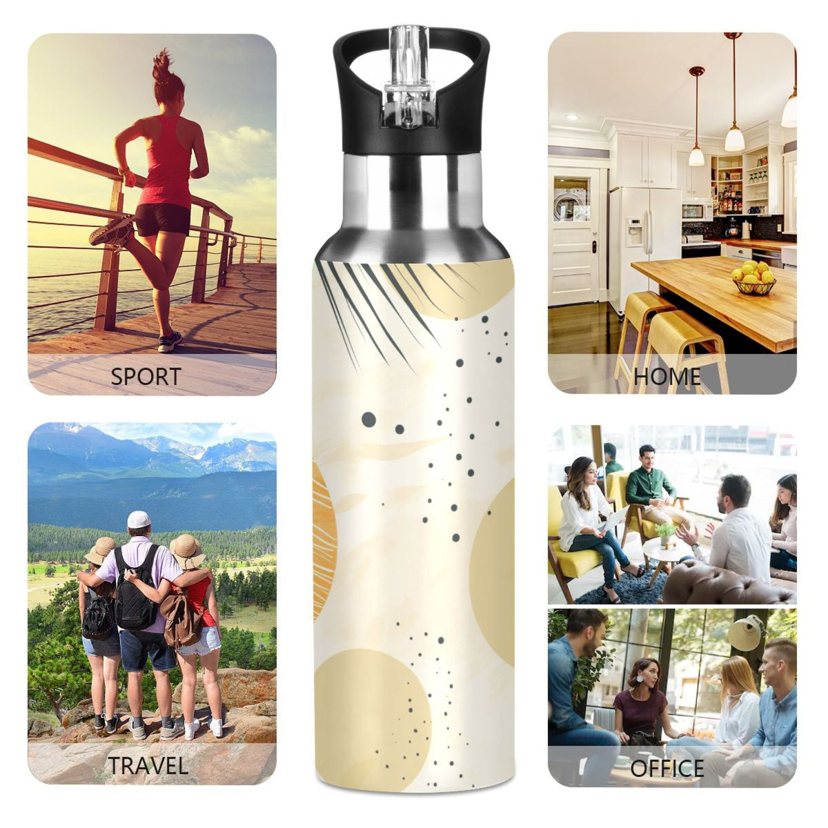 20 oz Insulated Stainless Steel Water Bottle with Straw Lid X85781