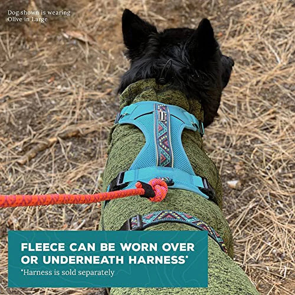Olive Fleece Dog Jacket with Neoprene Neck Gaiter R492