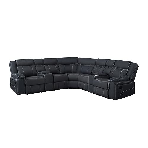 Oversized Manual Motion Recliner 3 Seaters Sofa with LED Strips, USB Ports, Power Sockets and Drop-down Cup Holders M35808