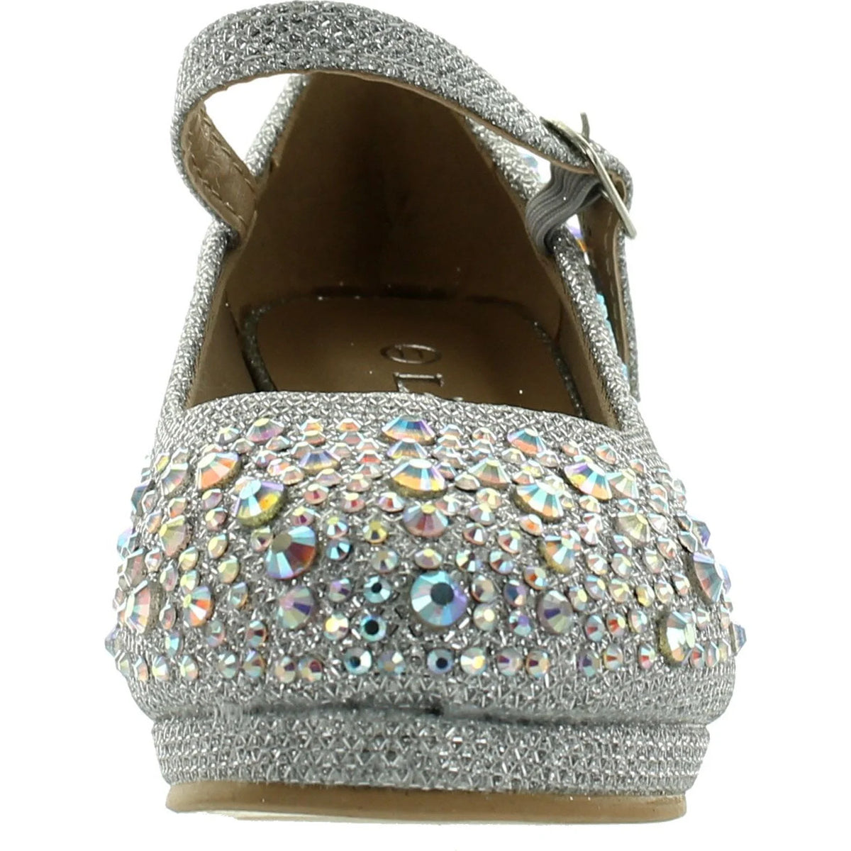 Silver Kids Mary Jane Platform Dress Pumps K398