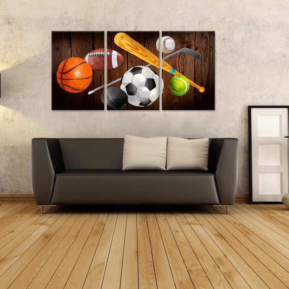 Vintage Sports Canvas Wall Art, 3 Pieces, Stretched and Framed, 16x24inch A4461