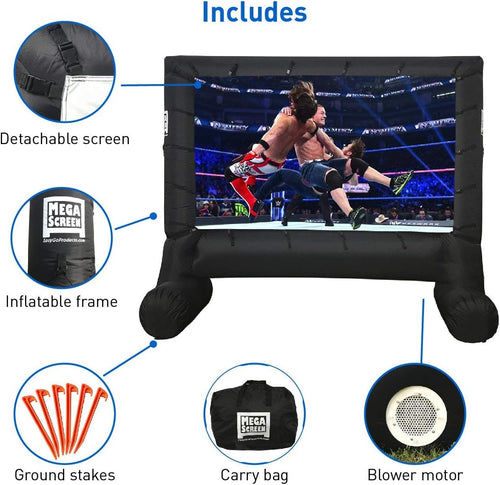14' Inflatable Canvas Projection Screen with Inflation Fan, Tie-Downs and Storage Bag F17496