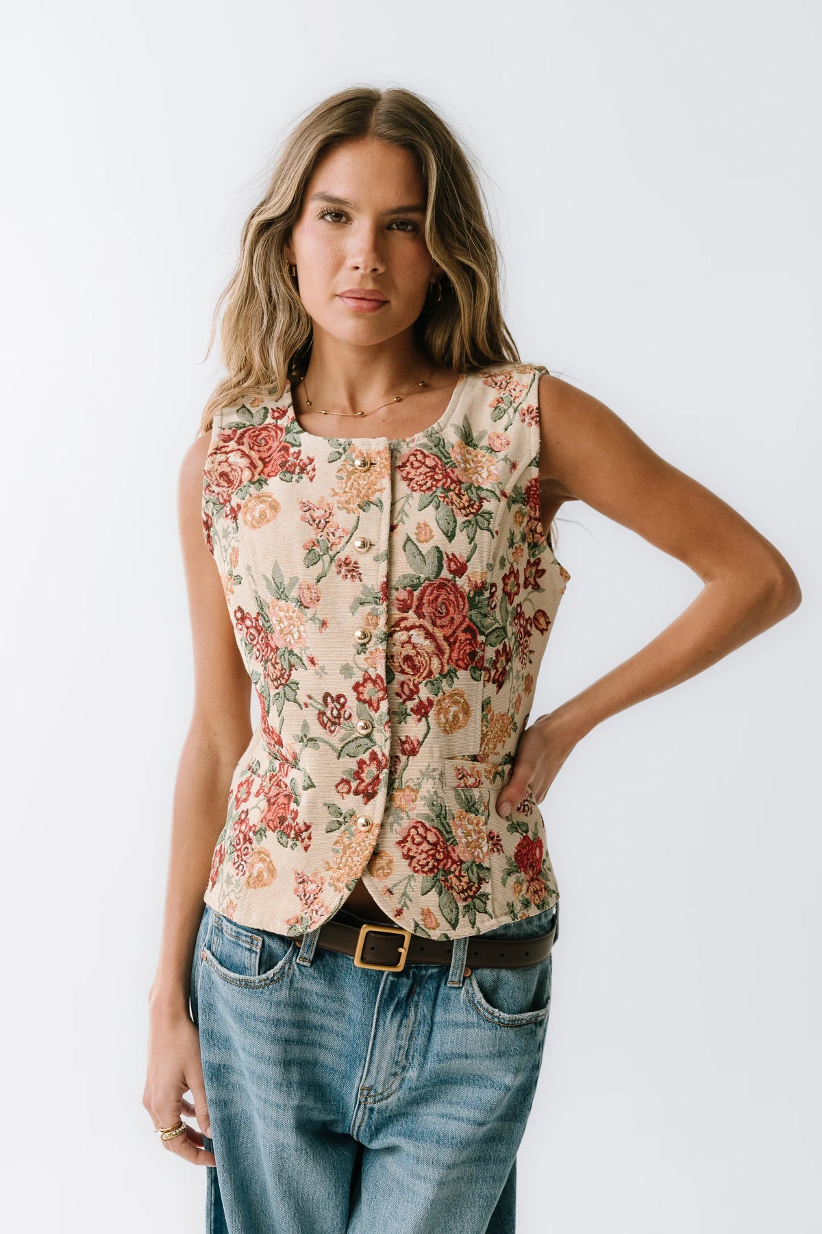 Joanna Floral Vest I71030