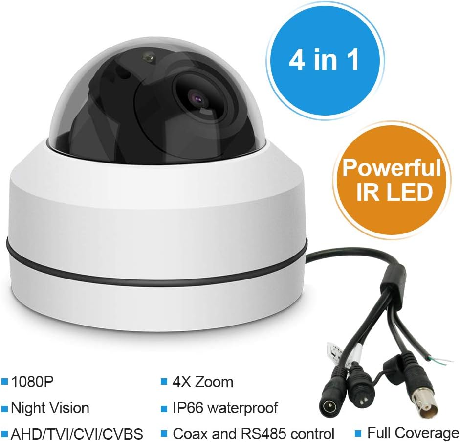 Analog PTZ Camera Outdoor Mini HD 1080P 4X Zoom CCTV Camera with Night Vision IP66 Waterproof J745884