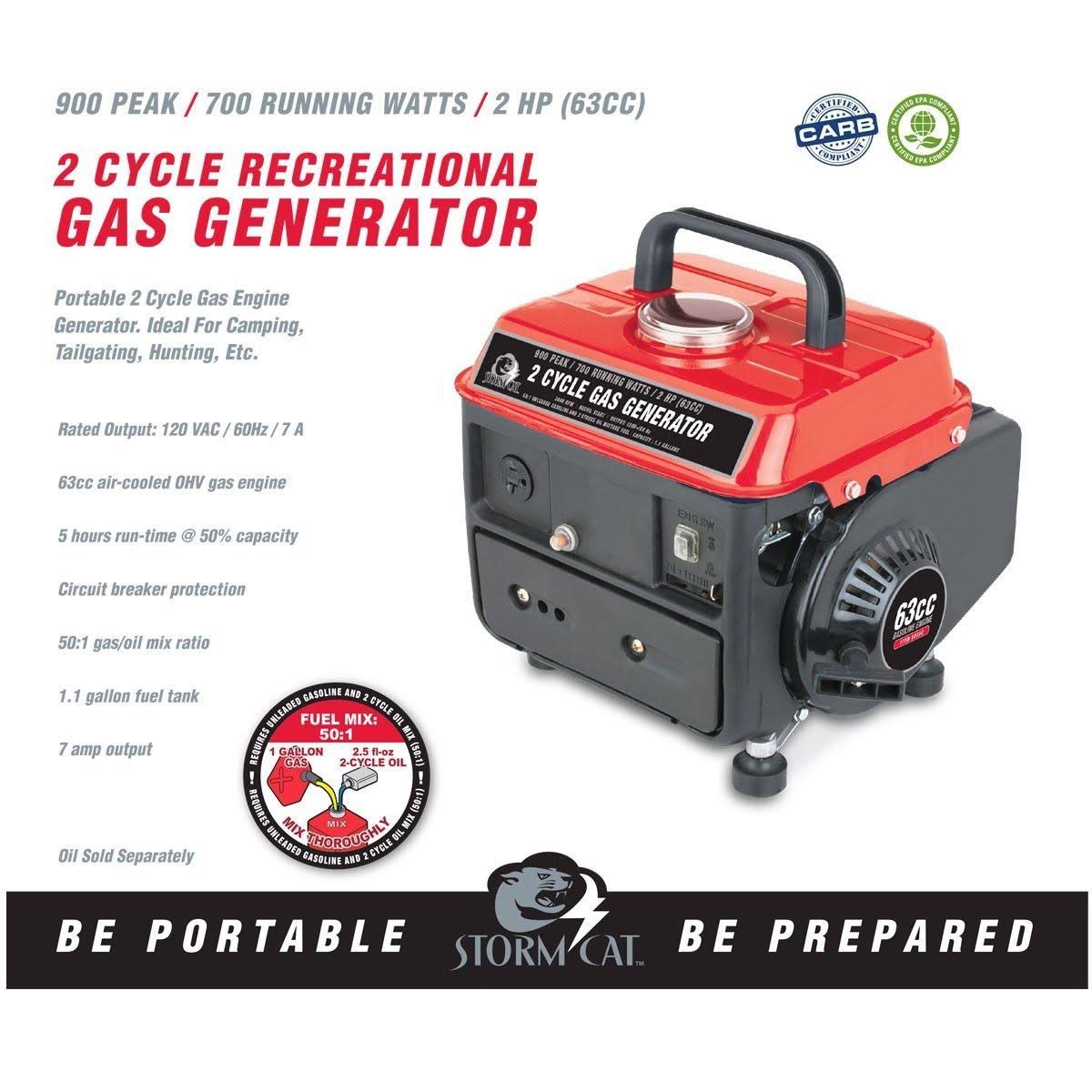 Portable Gas Generator 2 Cycle 900 Peak/700 Running Watts 2 HP X709311