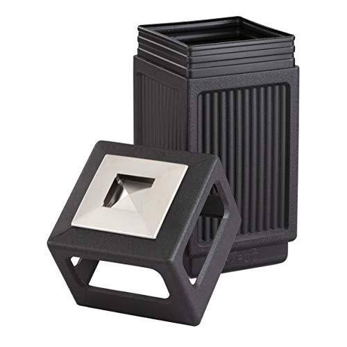 Black 15 Gallon Recessed Panel Trash Can with Ash Urn W42308