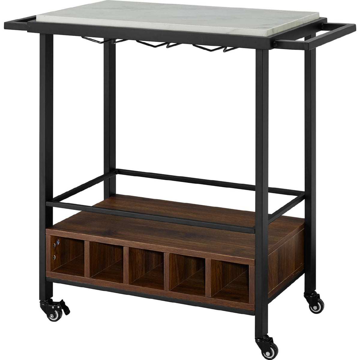 34 inch Black Marble Serving Bar Cart G890894