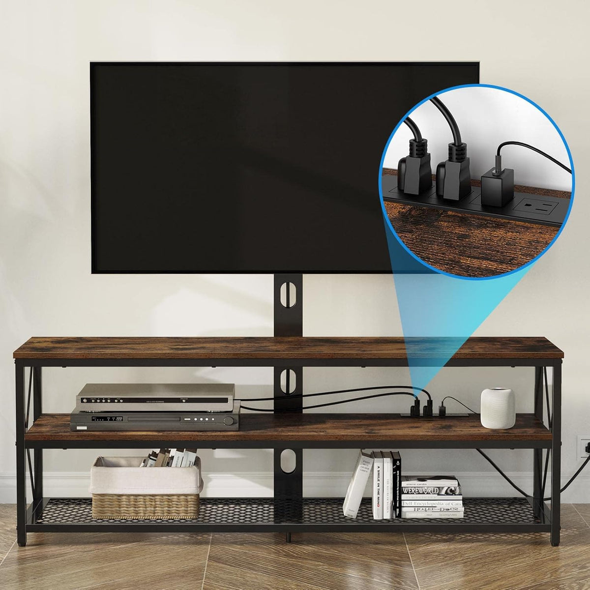 43 Inch Swivel Height Adjustable TV Stand with Mount Q94534