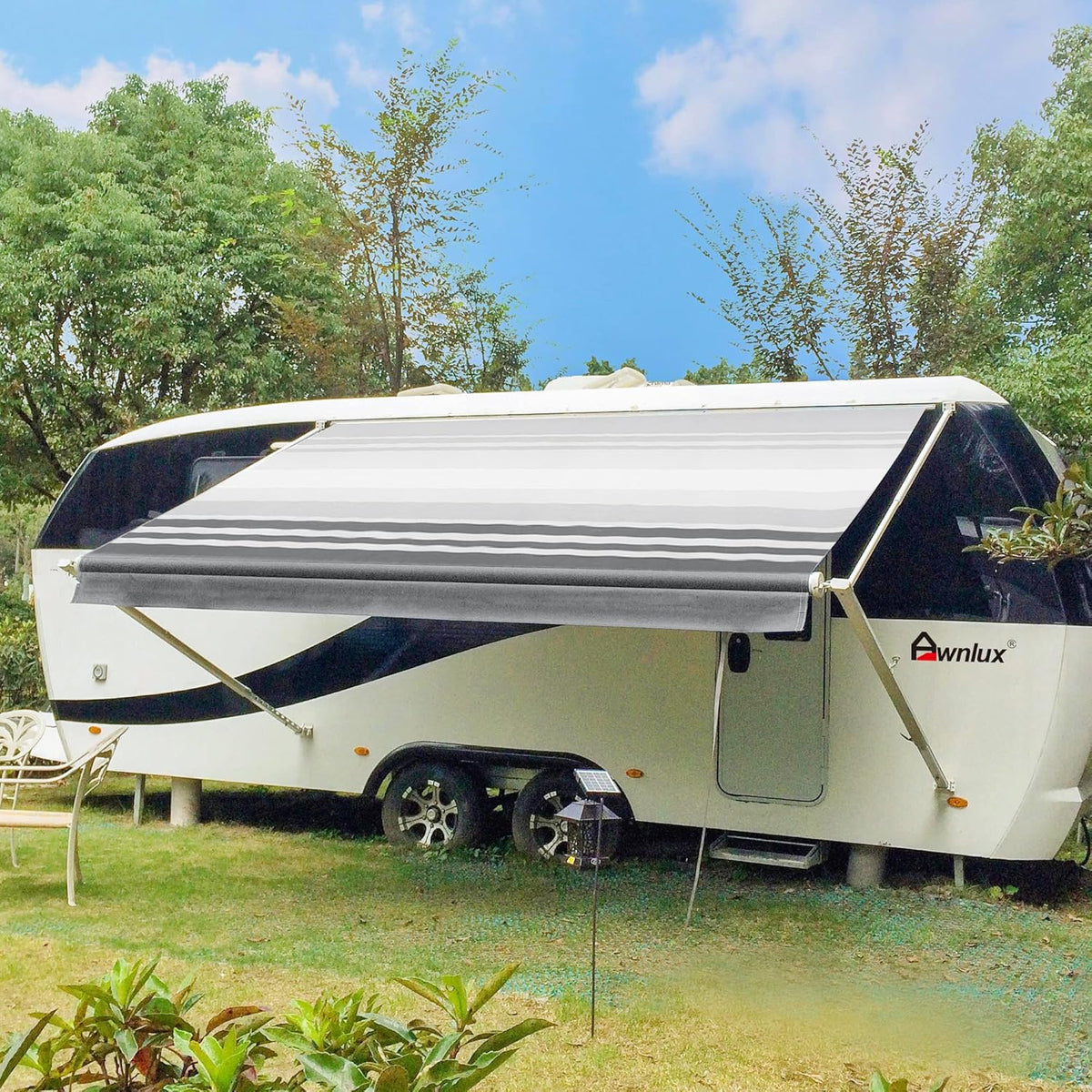 White Manual Retractable RV Awning 20x8 Ft E101735