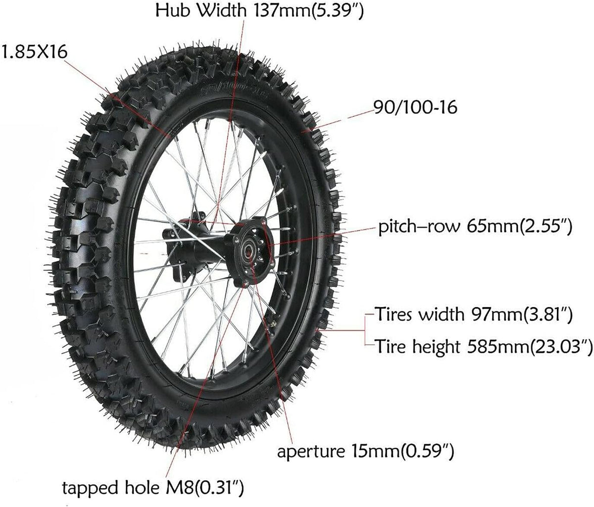 Rear Tire Rim Wheel & Sprocket Assembly for Dirt Pit Bike J525965