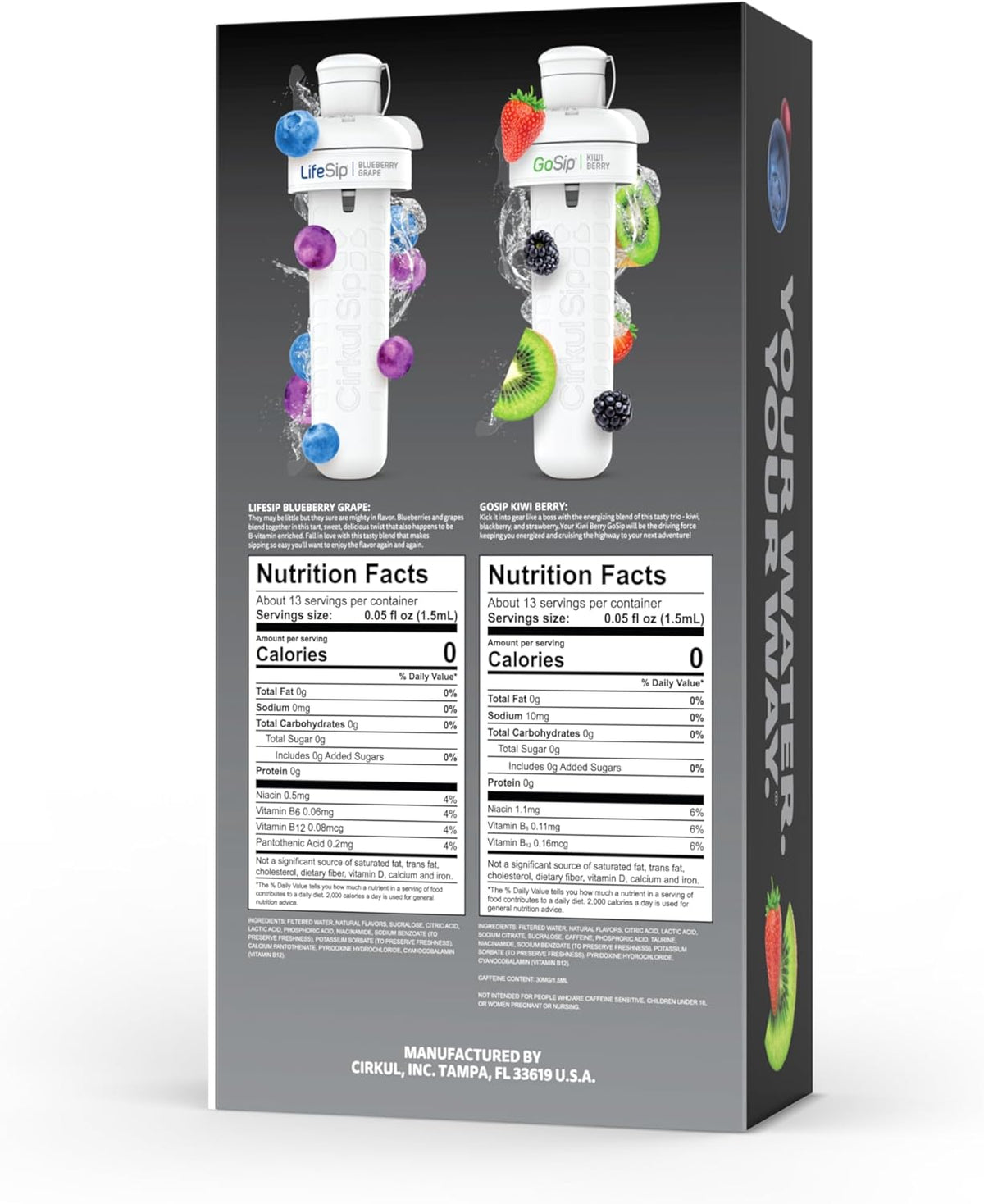 32oz Matte Black Stainless Steel Water Bottle with Black Lid and 2 Flavor Cartridges C861576