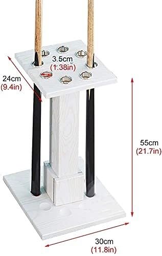 White Wooden Pool Cue Rack Stand Holds 8 Cues W54750