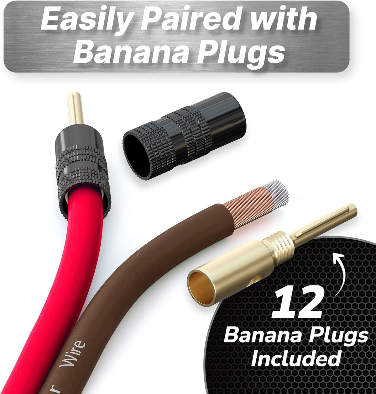 14 Gauge 100ft Speaker Wire Red/Black with 12 Banana Plugs L531453
