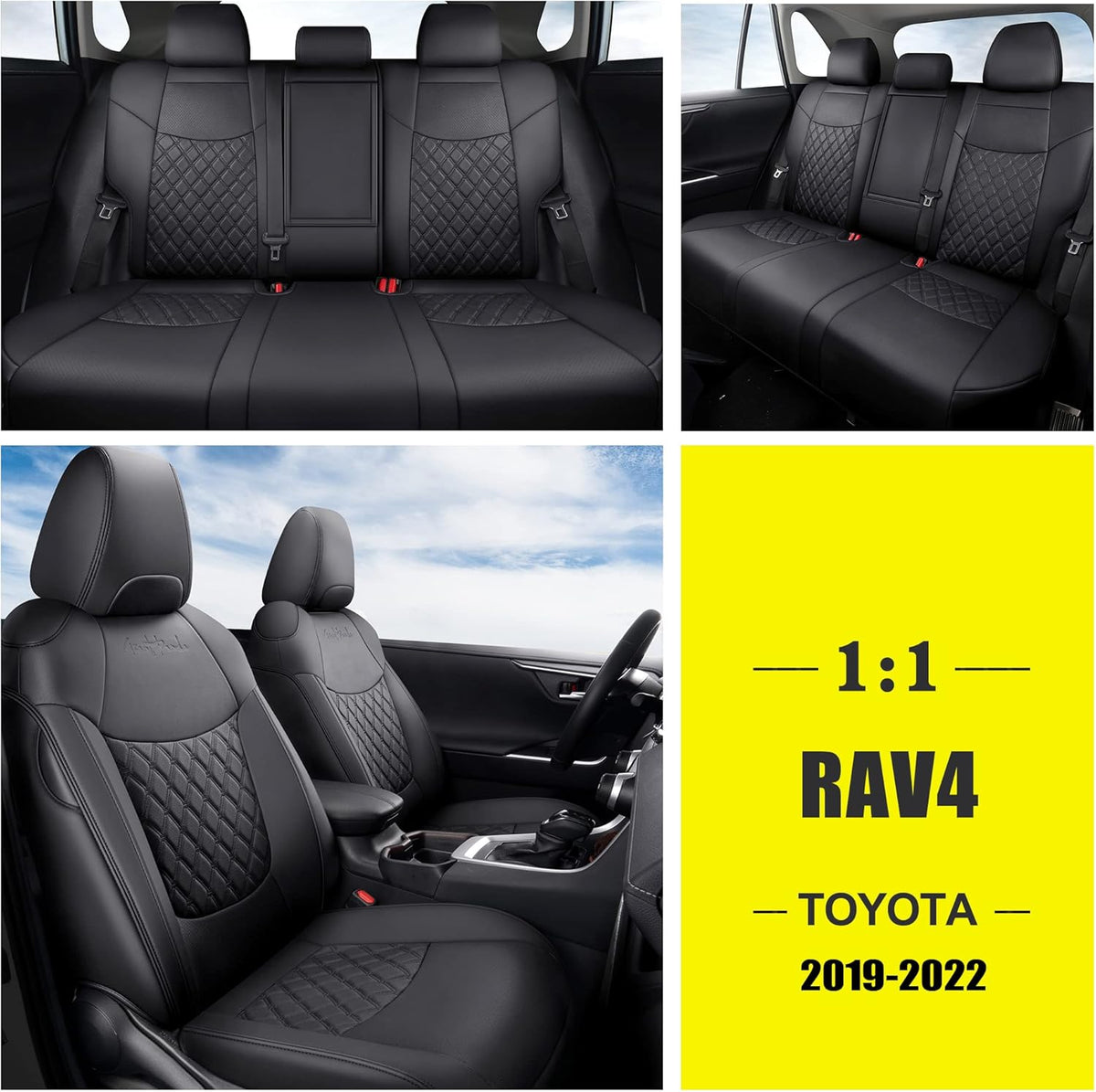 Pu Leather Car Seat Covers Full Set Black Red X420007