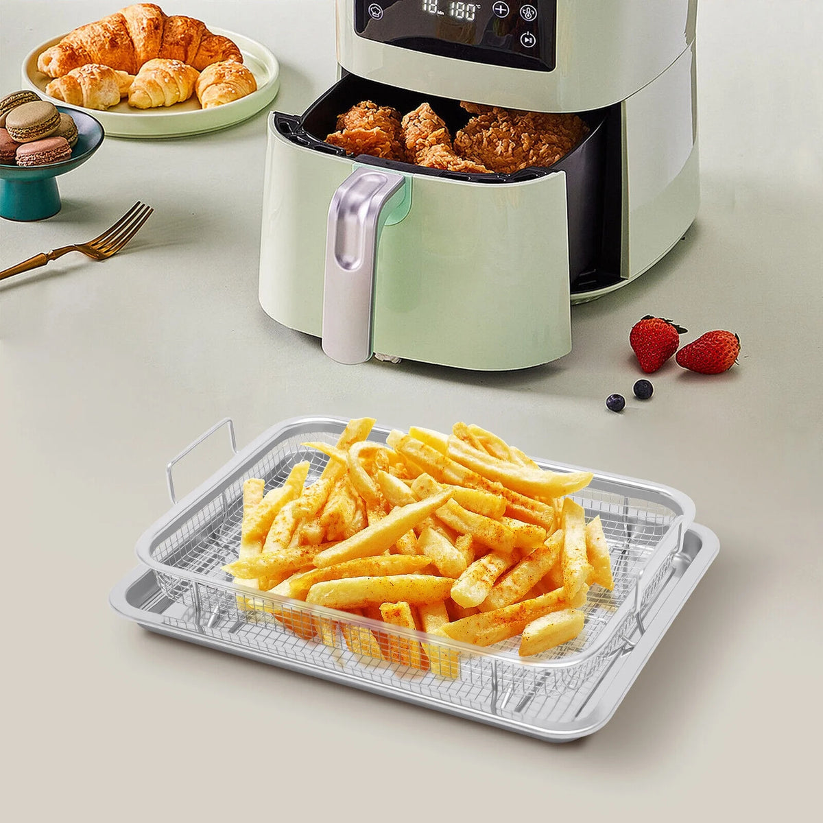 Stainless Steel Air Fryer Basket 2 Piece Set U290