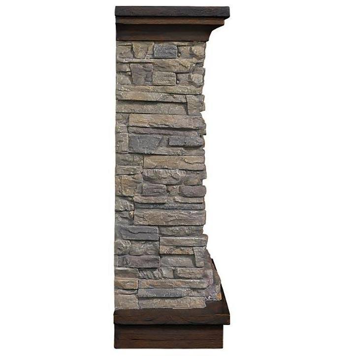 Smoky Gray Stone Electric Fireplace Wall Mantel R314