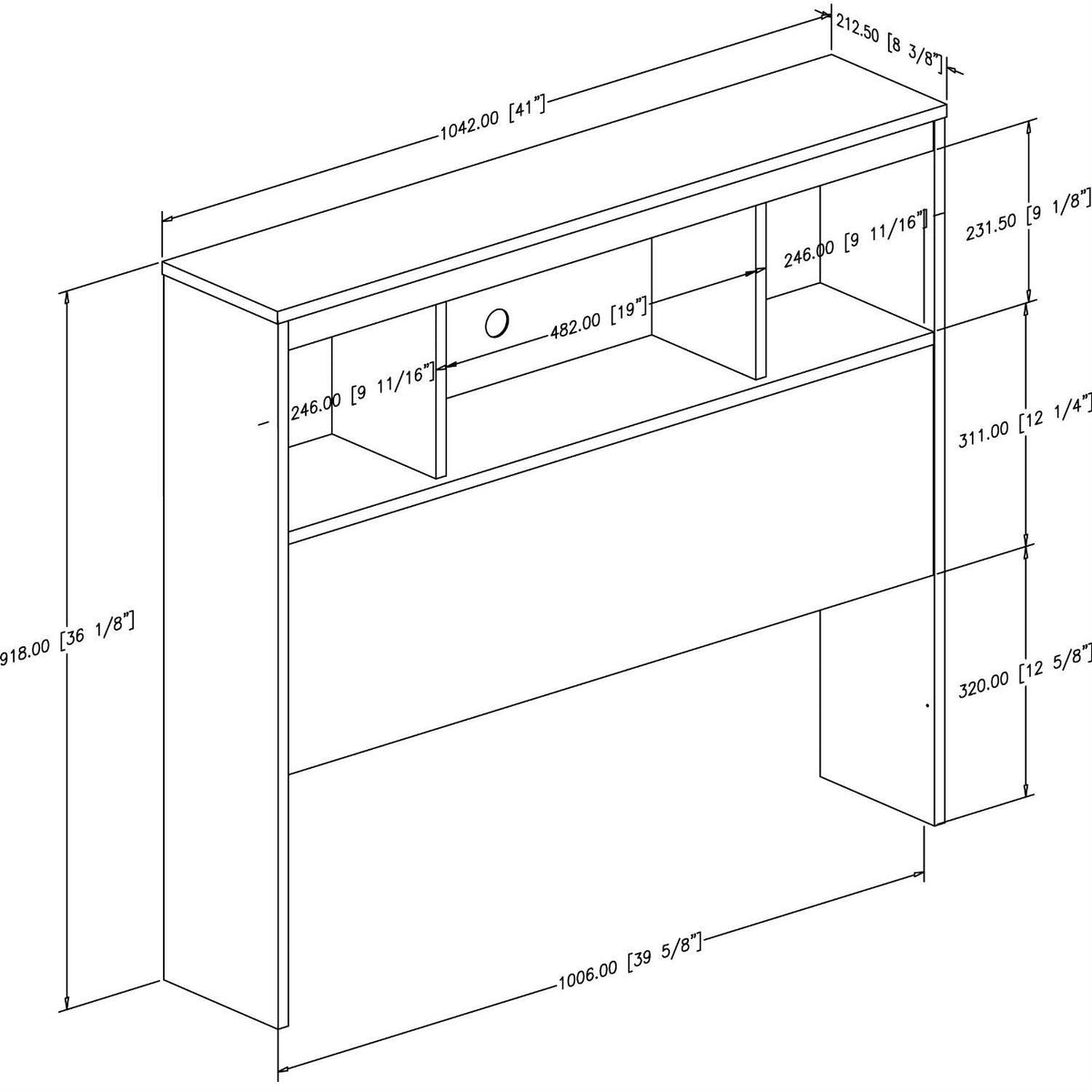 White Wood Twin Size Bookcase Headboard K117