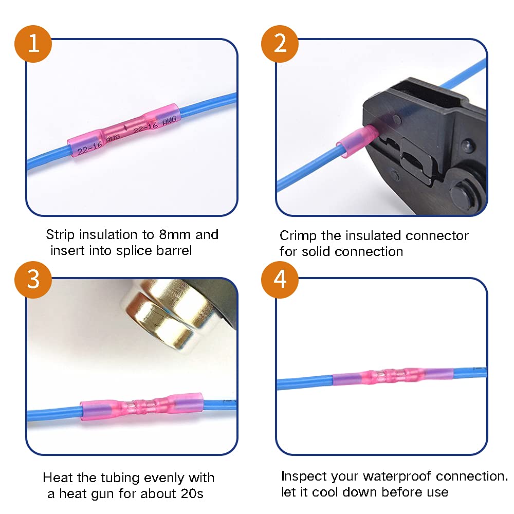 Red 22-16 AWG Insulated Heat Shrink Butt Connectors B872
