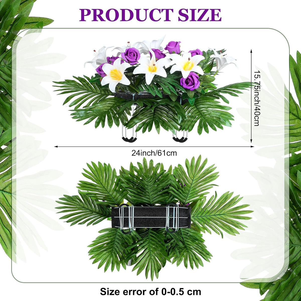 Purple Rose and Lily Mix Artificial Flowers for Headstone B98735