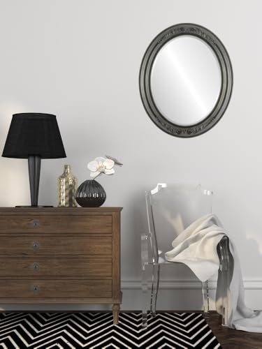 Oval Beveled Wall Mirror Linen White 20x24 K965807