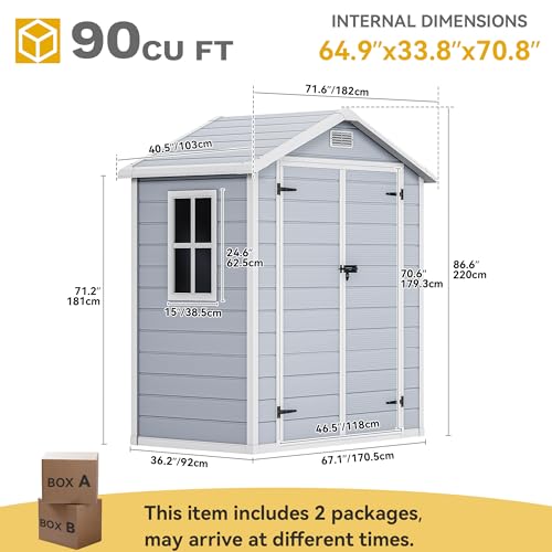 Gray 6x4 FT Outdoor Resin Storage Shed with Floor G433574
