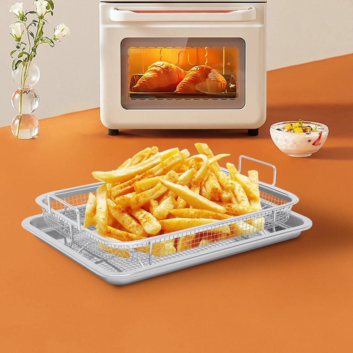 Stainless Steel Air Fryer Basket 2 Piece Set U290