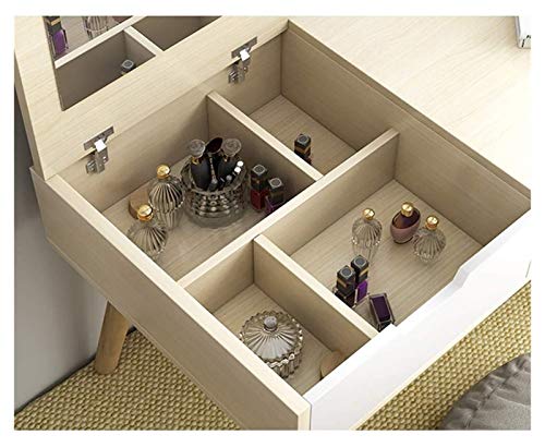 White Blue 2-in-1 Vanity Desk with Flip Top Mirror and Drawers L764