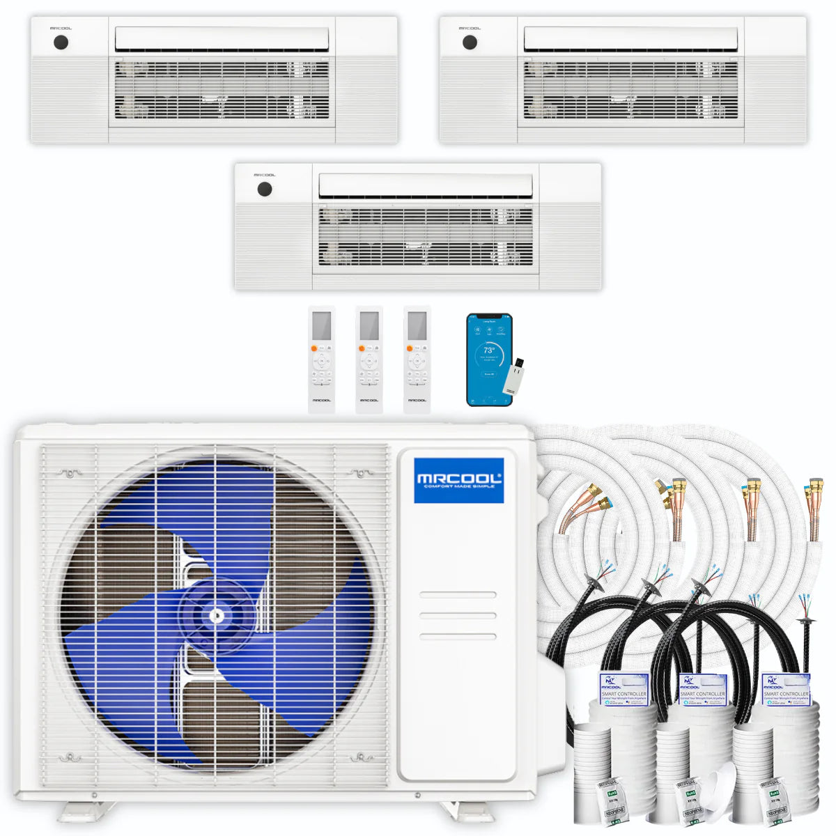 30,000 BTU 3 Zone Ceiling Cassette Ductless Air Conditioner and Heat Pump V329897