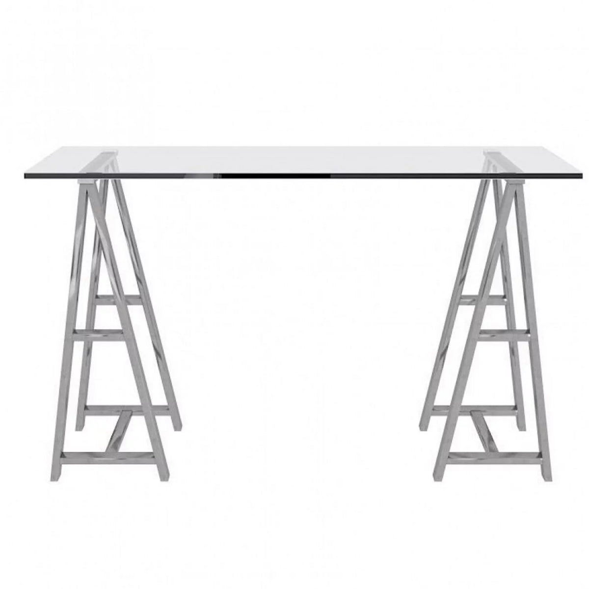 59 Inch Glass Top Steel Office Desk X2580