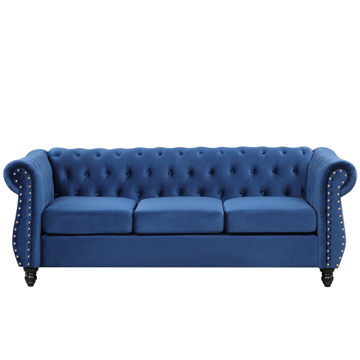 Blue 3-Seat Upholstered Sofa with Metal Legs E142263