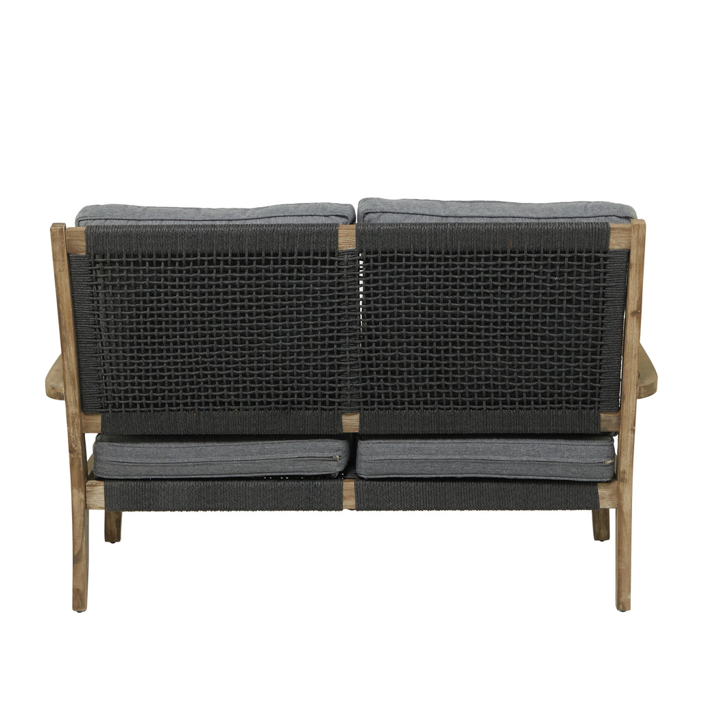 Dark Gray Wood Outdoor Sofa with Cushions K42813