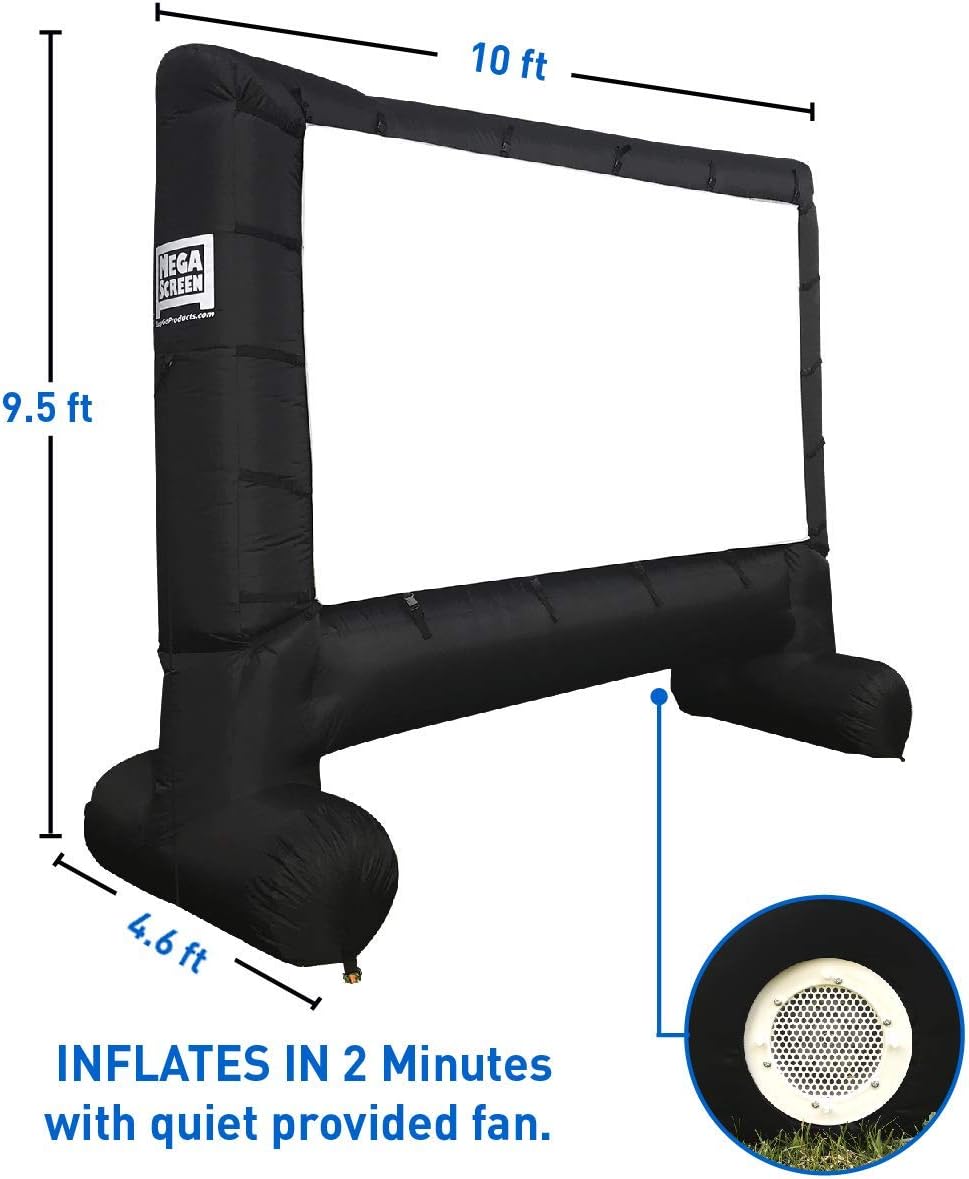 14' Inflatable Canvas Projection Screen with Inflation Fan, Tie-Downs and Storage Bag F17496