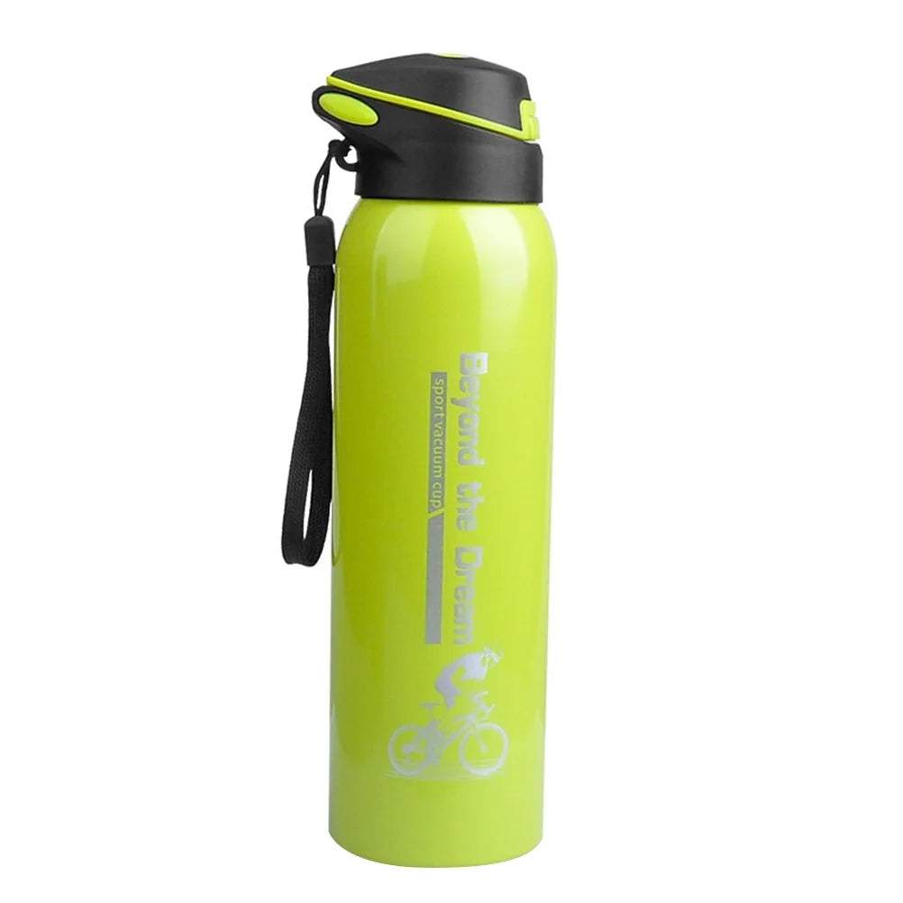 Green Vacuum Insulated Water Bottle with Straw J66392