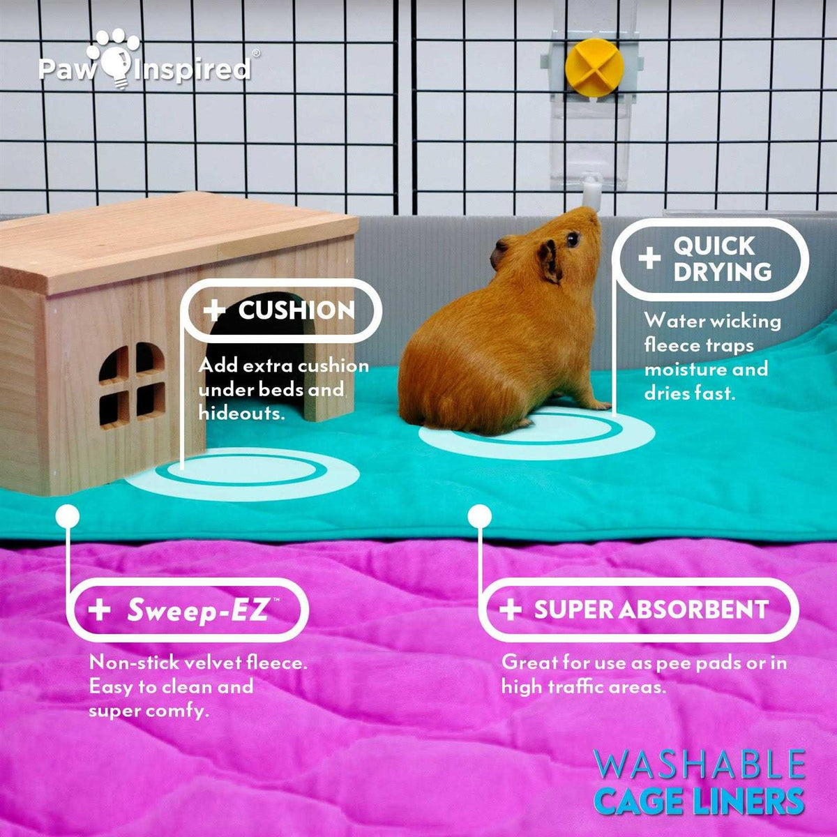 Washable Fleece Guinea Pig Cage Liners & Bedding N5702