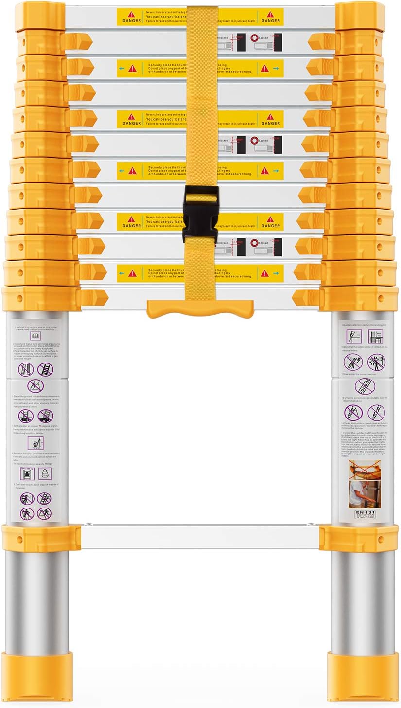Telescoping Extension Ladder 12.5FT Heavy Duty Aluminum T27285