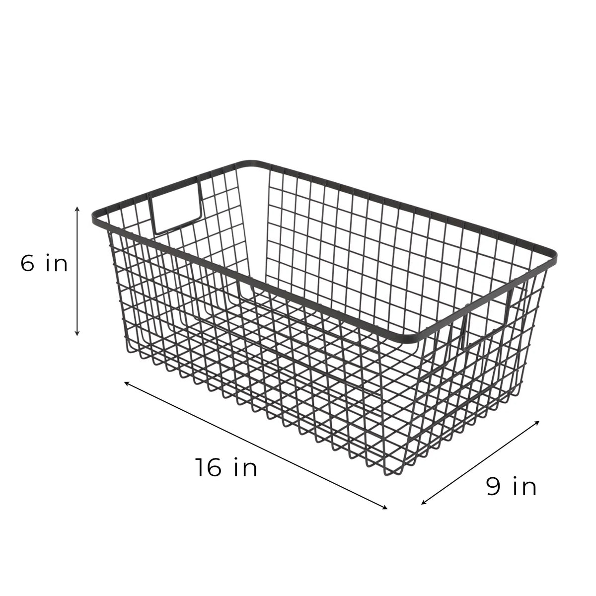 Black Set of 4 Nestable Basket Organizer with Handles I641