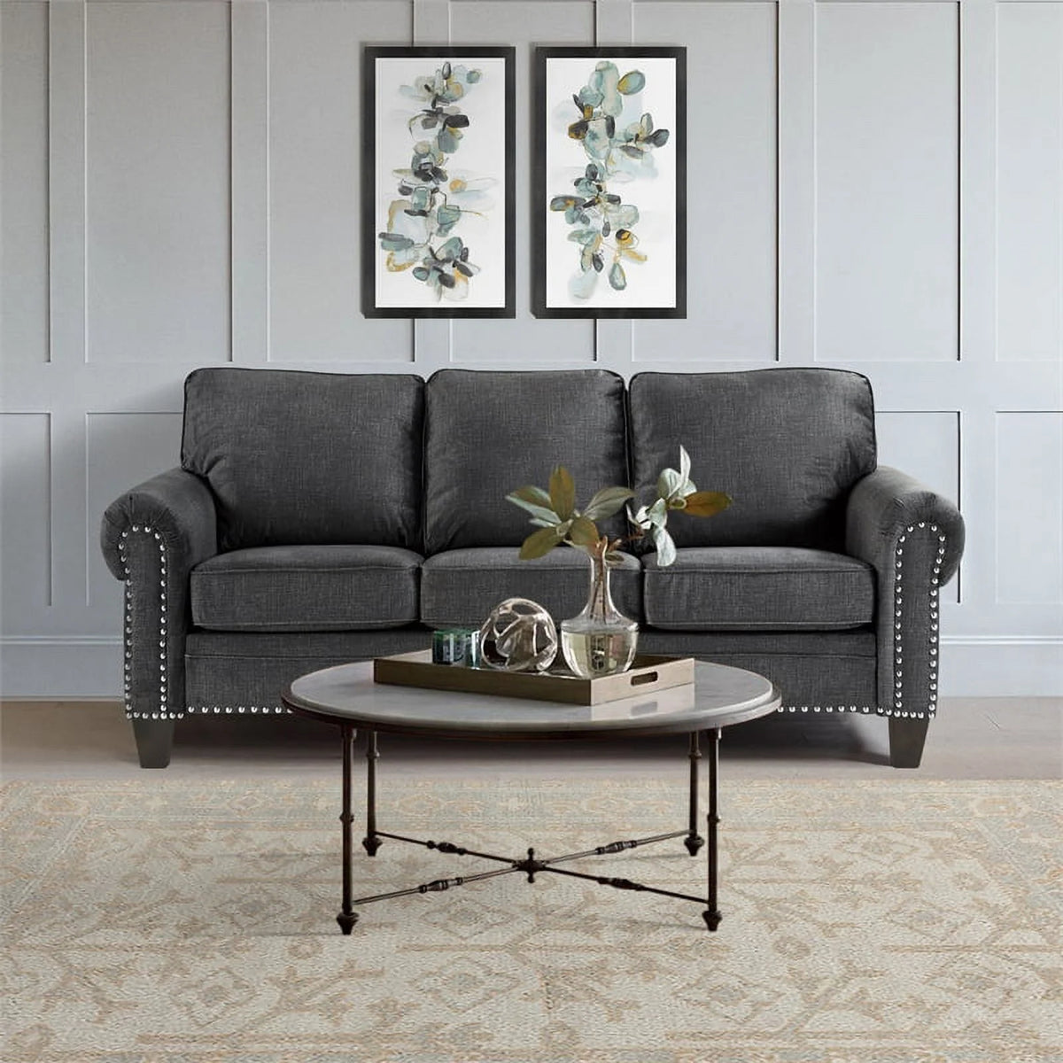 Dark Gray Microfiber Sofa A648466
