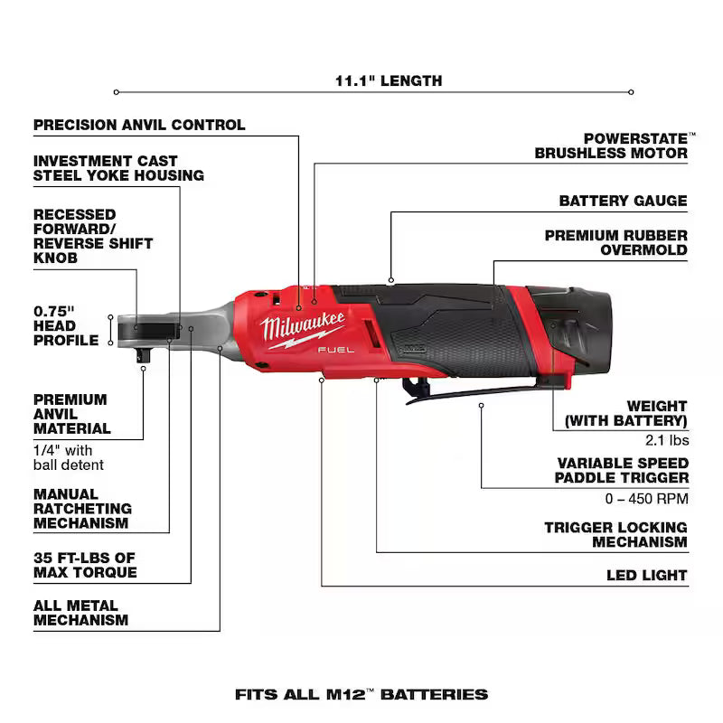 12V Lithium-Ion Brushless Cordless 1/4 in. Ratchet Kit C31033
