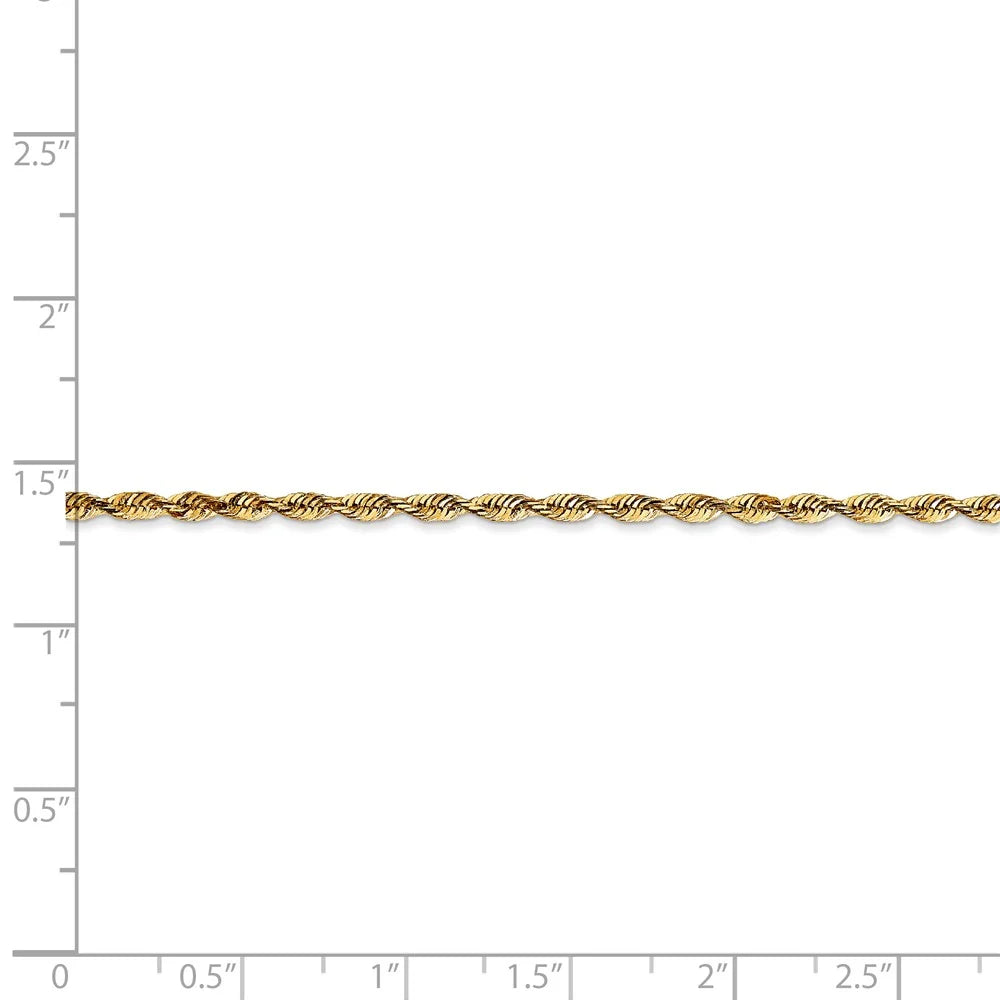 14kt Yellow Gold 2.25mm Diamond Cut Rope Chain 24 inch Lobster Clasp N253