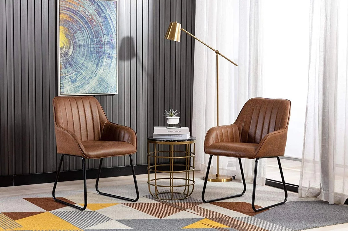 Synthetic Leather Upholstered Dining Chairs Set of 2 S390939