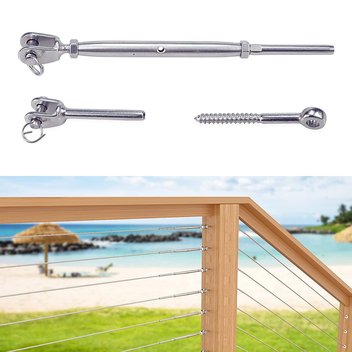 Stainless Steel Cable Railing Kits for 1/8 Wire Rope, 40P Q414423
