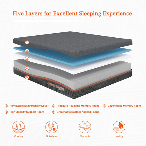 10 Cool Gel Memory Foam Queen Mattress E18682