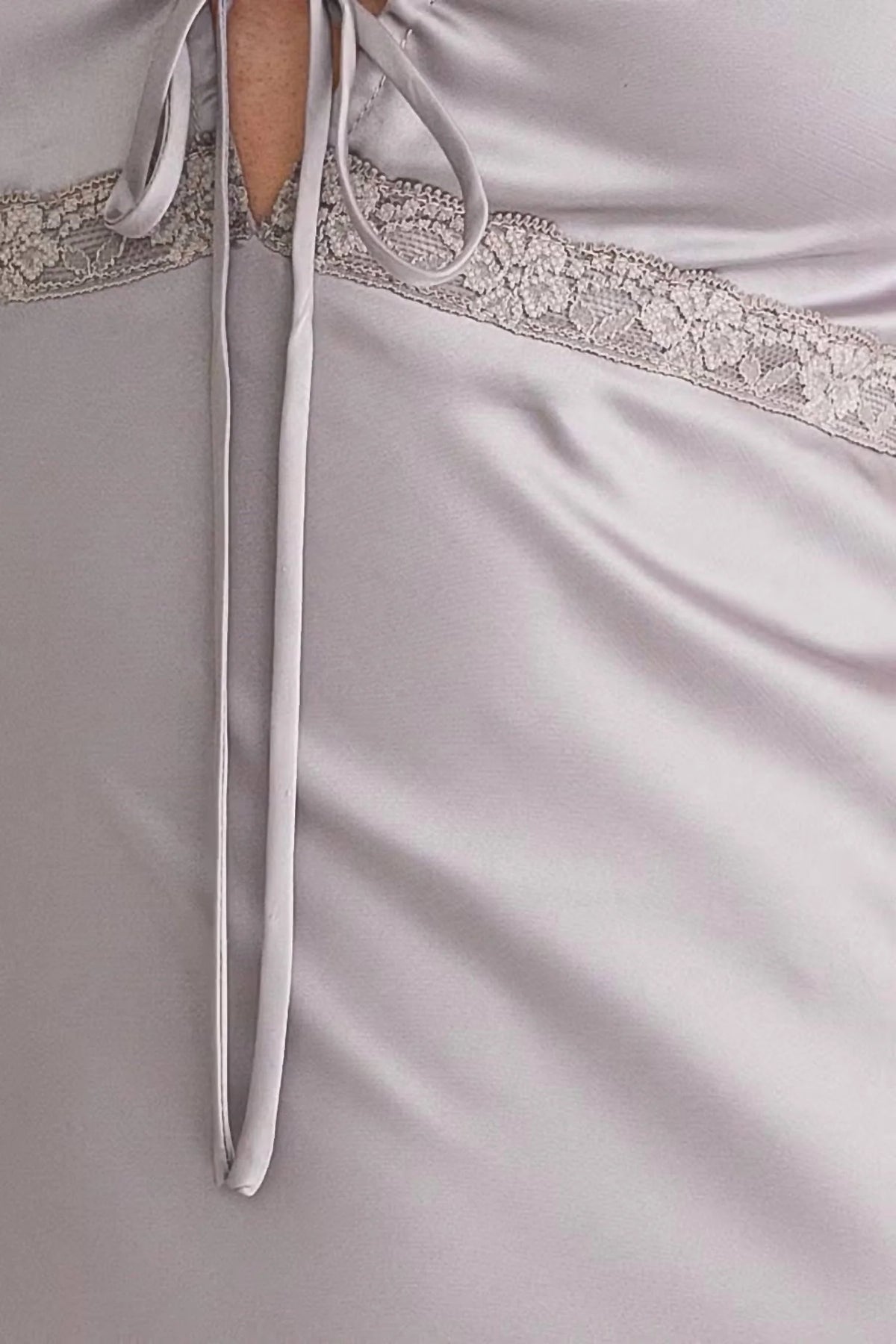 Lace Trim Maxi Satin Dress S845936