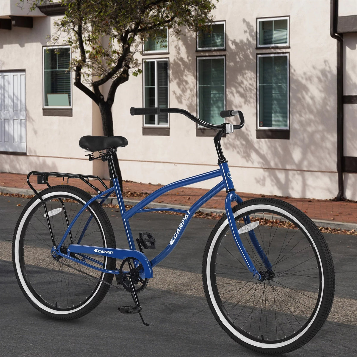 26in. White Steel Frame Beach Cruiser Bike A776