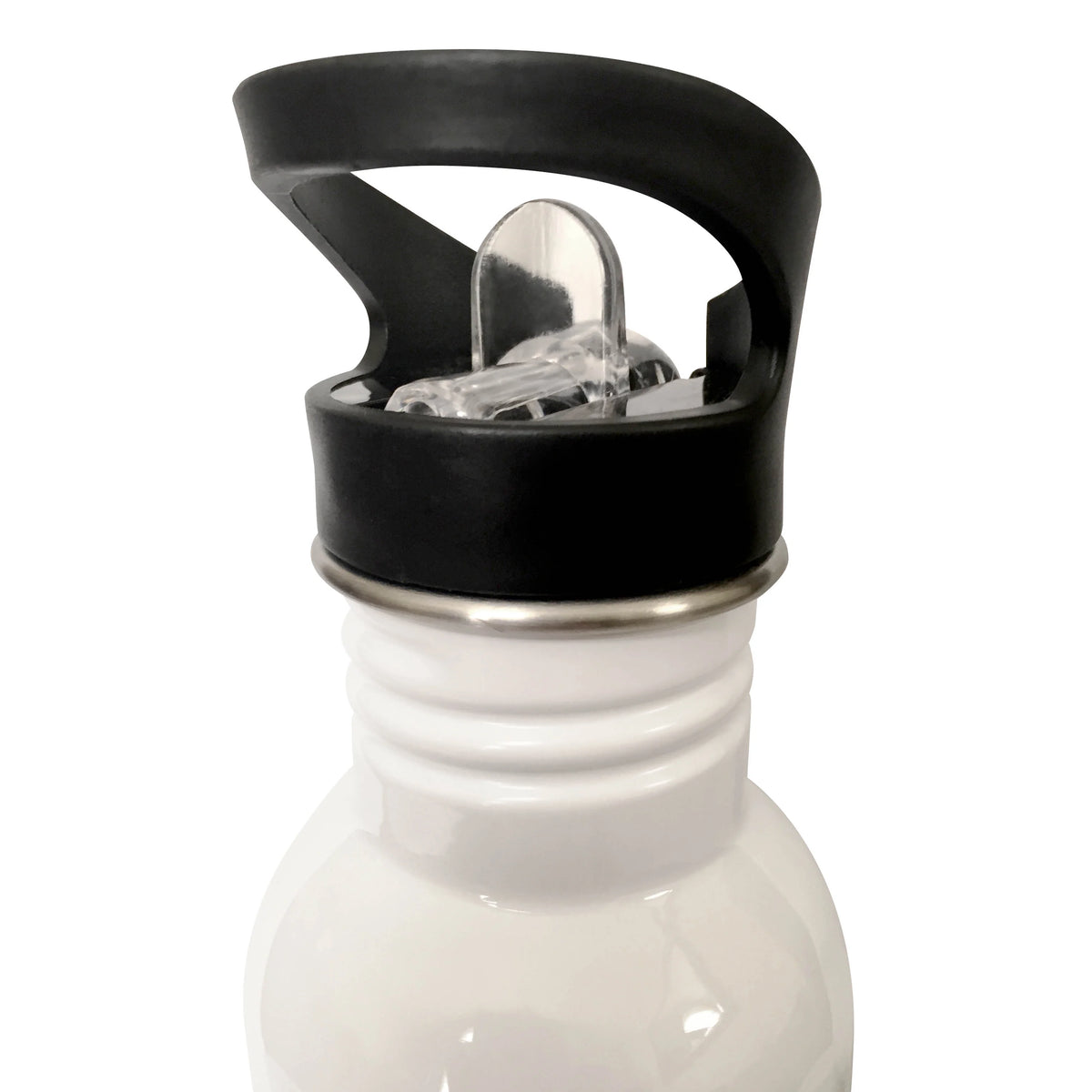 Mint Blue Black and White Damask Pattern Straw Water Bottle, 21-ounce T223243