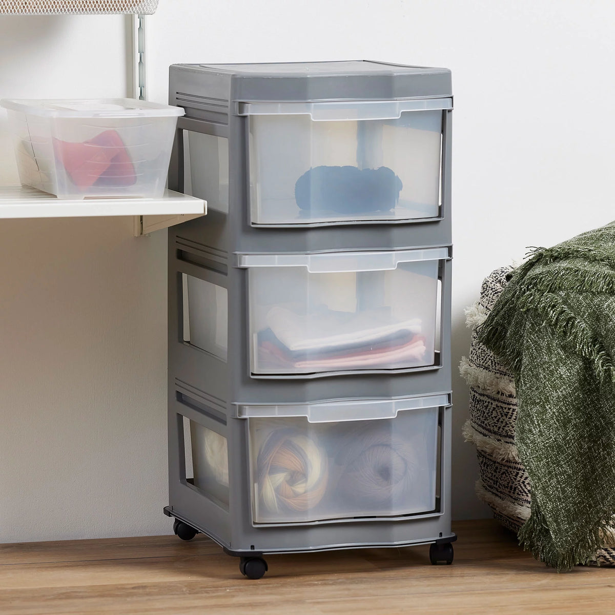 Gray 3 Shelf Plastic Storage Organizer F346