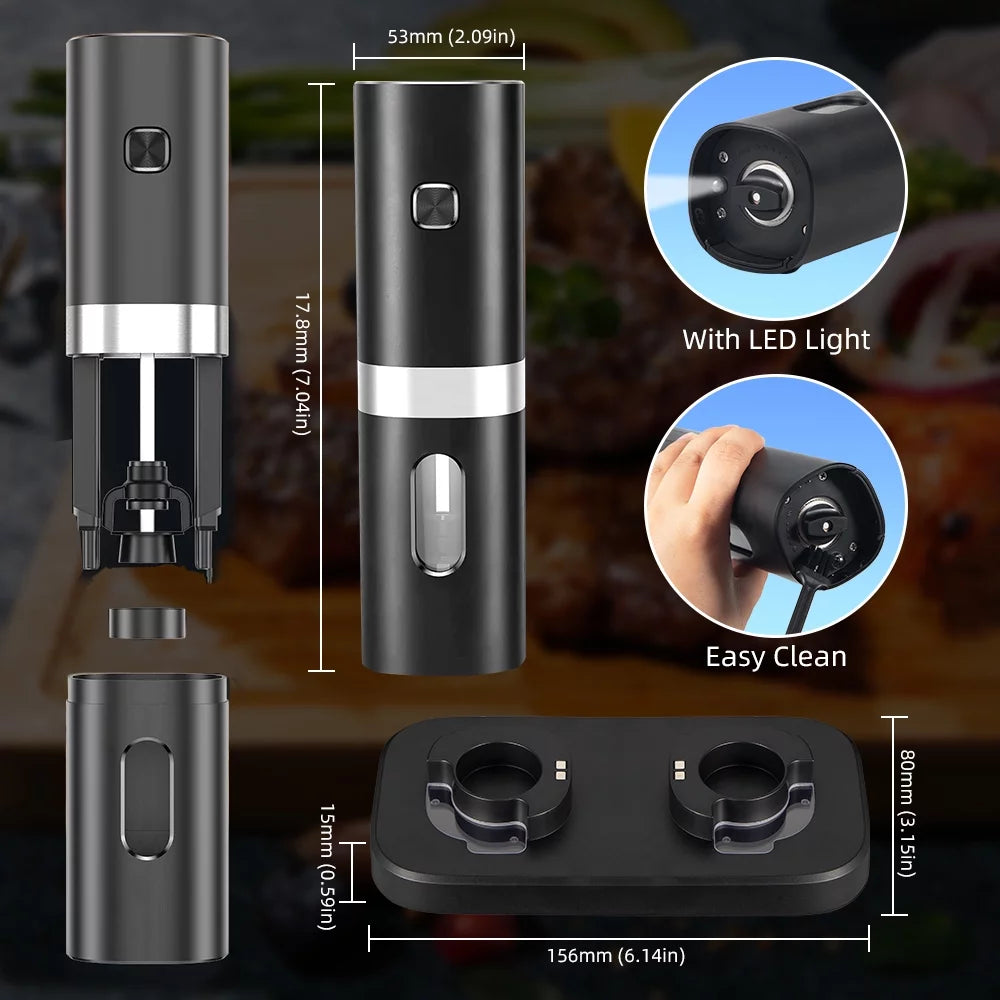 Electric Salt and Pepper Grinder Set 2 Pack Adjustable O40730
