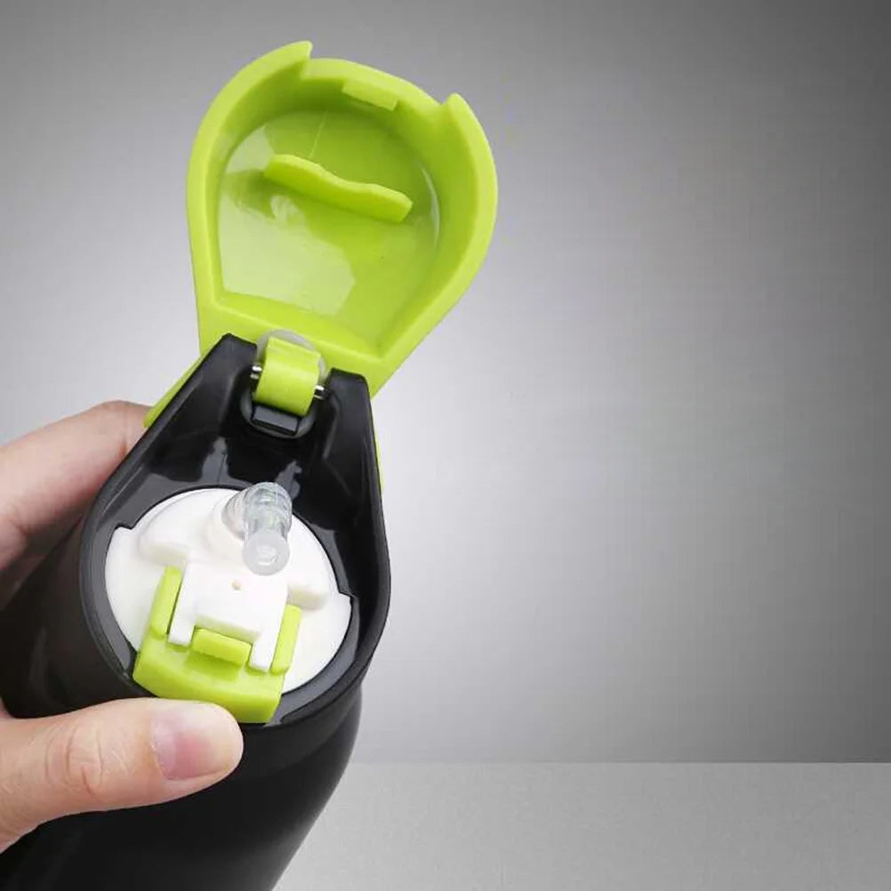 Green Vacuum Insulated Water Bottle with Straw J66392