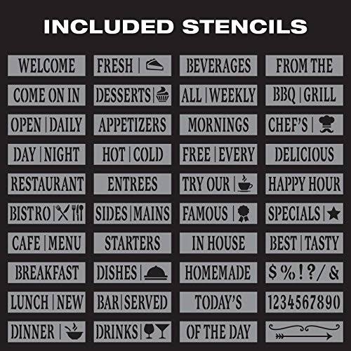 Heavy-Duty Sandwich Board Sidewalk Chalkboard Sign with Chalk Markers, Stencil Set, Chalk, Eraser B90608